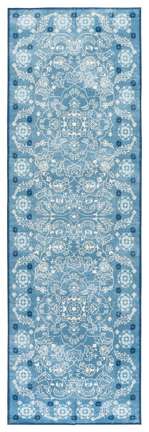 Safavieh Martha Stewart Washable Floral Runner Rug - Elevate Your Space With Elegance And Style! Blue ,Beige Polyester Pile Msrw194l-28