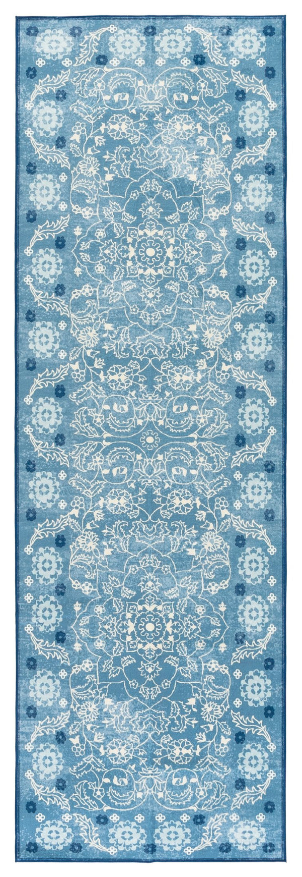 Safavieh Martha Stewart Washable Floral Runner Rug - Elevate Your Space With Elegance And Style! Blue ,Beige Polyester Pile Msrw194l-28