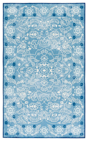 Safavieh Martha Stewart Washable Floral Runner Rug - Elevate Your Space With Elegance And Style! Blue ,Beige Polyester Pile Msrw194l-3