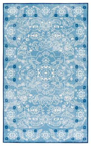 Safavieh Martha Stewart Washable Floral Area Rug - Elegant And Versatile Design For Any Home Decor Style Blue ,Beige Polyester Pile Msrw194l-5