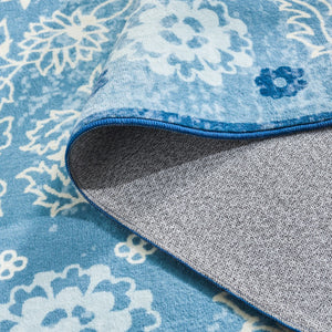 Safavieh Martha Stewart Washable Floral Area Rug - Elegant And Versatile Design For Any Home Decor Style Blue ,Beige Polyester Pile Msrw194l-5