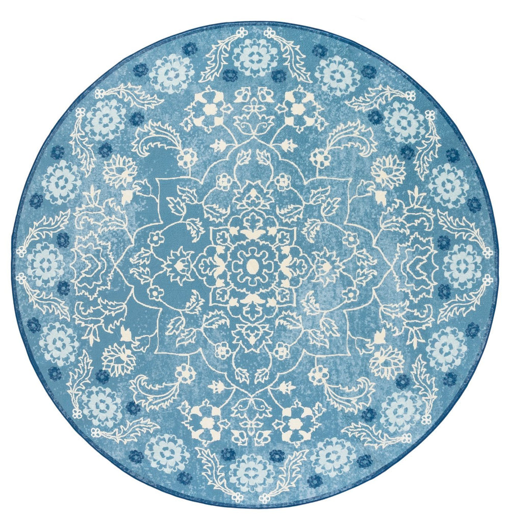 Safavieh Martha Stewart Washable Floral Runner Rug - Elevate Your Space With Elegance And Style! Blue ,Beige Polyester Pile Msrw194l-6sq