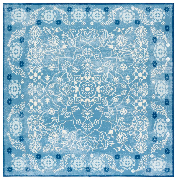 Safavieh Martha Stewart Washable Floral Area Rug - Elegant And Versatile Design For Any Home Decor Style Blue ,Beige Polyester Pile Msrw194l-5