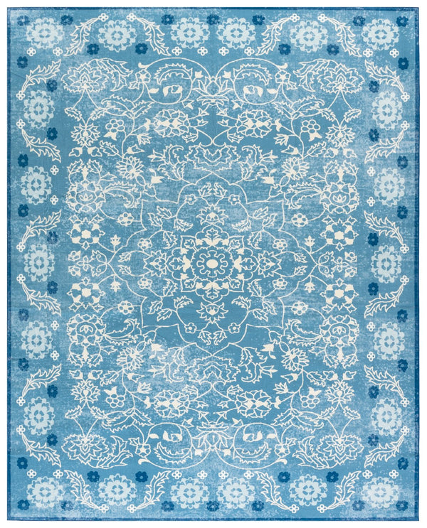 Safavieh Martha Stewart Washable Floral Runner Rug - Elevate Your Space With Elegance And Style! Blue ,Beige Polyester Pile Msrw194l-8