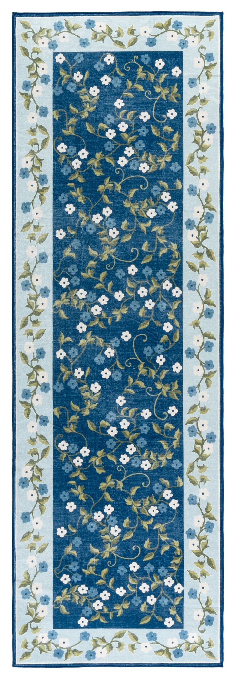 Safavieh Martha Stewart Washable Floral Runner Rug - Elegant Design, Slip-resistant, Perfect For Hallways Dark Blue ,Light Blue Polyester Pile Msrw195m-6r