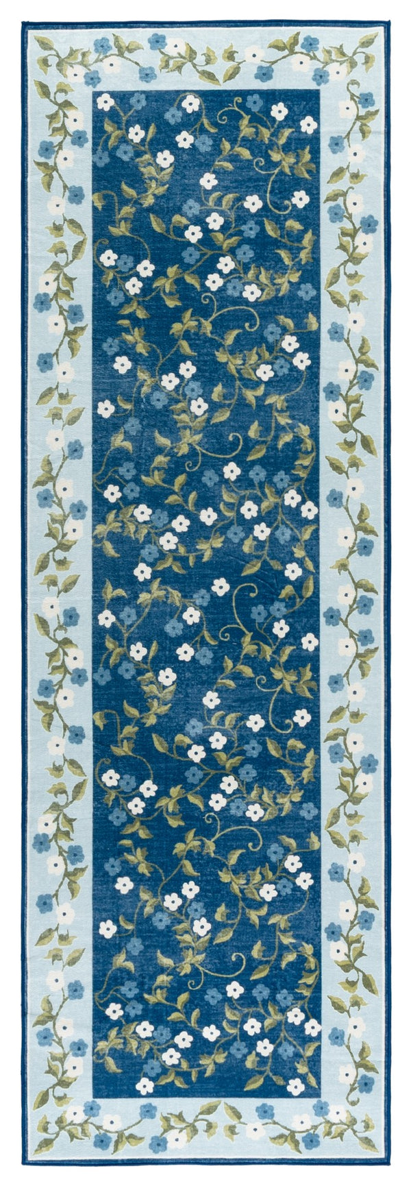 Safavieh Martha Stewart Washable Floral Area Rug - Elegant Design With Slip-resistant Functionality Dark Blue ,Light Blue Polyester Pile Msrw195m-5