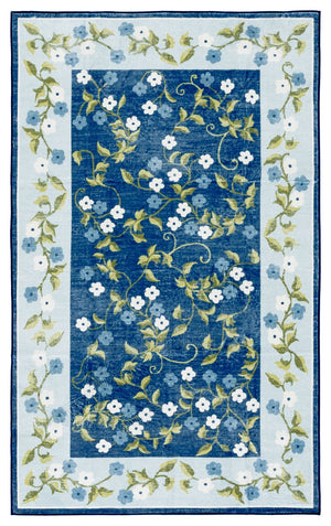 Safavieh Martha Stewart Washable Floral Runner Rug - Elegant Design, Slip-resistant, Perfect For Hallways Dark Blue ,Light Blue Polyester Pile Msrw195m-3