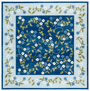 Safavieh Martha Stewart Washable Floral Area Rug - Elegant Design With Slip-resistant Functionality Dark Blue ,Light Blue Polyester Pile Msrw195m-5