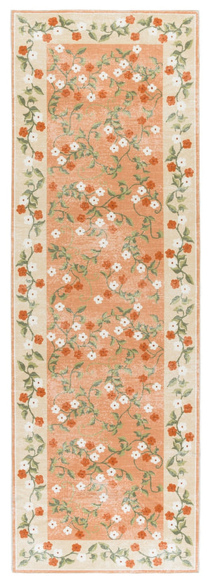Safavieh Martha Stewart Washable Floral Area Rug - Elegant Design With Slip-resistant Functionality Rust ,Gold Polyester Pile Msrw195q-4