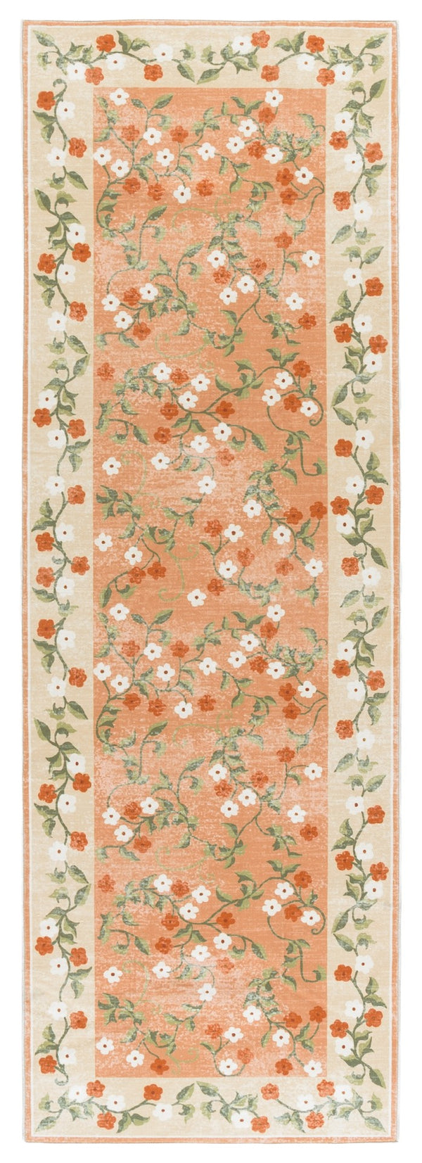 Safavieh Martha Stewart Washable Floral Area Rug - Elegant Design With Slip-resistant Functionality Rust ,Gold Polyester Pile Msrw195q-4