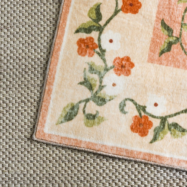Safavieh Martha Stewart Washable Floral Area Rug - Elegant Design With Slip-resistant Functionality Rust ,Gold Polyester Pile Msrw195q-4