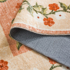 Safavieh Martha Stewart Washable Floral Area Rug - Elegant Design With Slip-resistant Functionality Rust ,Gold Polyester Pile Msrw195q-4