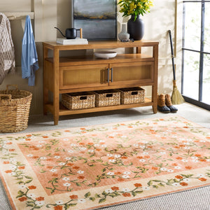 Safavieh Martha Stewart Washable Floral Area Rug - Elegant Design With Slip-resistant Functionality Rust ,Gold Polyester Pile Msrw195q-4