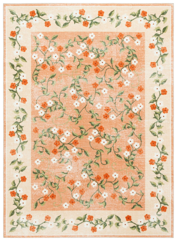 Safavieh Martha Stewart Washable Floral Area Rug - Elegant Design With Slip-resistant Functionality Rust ,Gold Polyester Pile Msrw195q-4