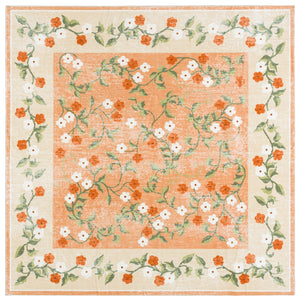 Safavieh Martha Stewart Washable Floral Runner Rug - Elegant Design, Slip-resistant, Perfect For Hallways Rust ,Gold Polyester Pile Msrw195q-6sq