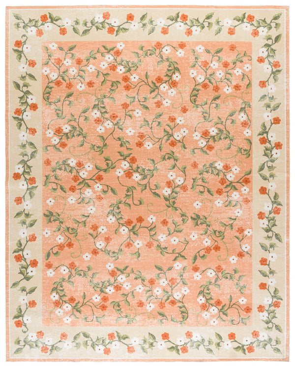 Safavieh Martha Stewart Washable Floral Runner Rug - Elegant Design, Slip-resistant, Perfect For Hallways Rust ,Gold Polyester Pile Msrw195q-8