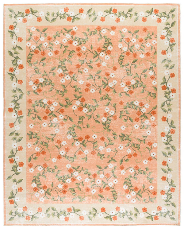 Safavieh Martha Stewart Washable Floral Area Rug - Elegant Design With Slip-resistant Functionality Rust ,Gold Polyester Pile Msrw195q-4