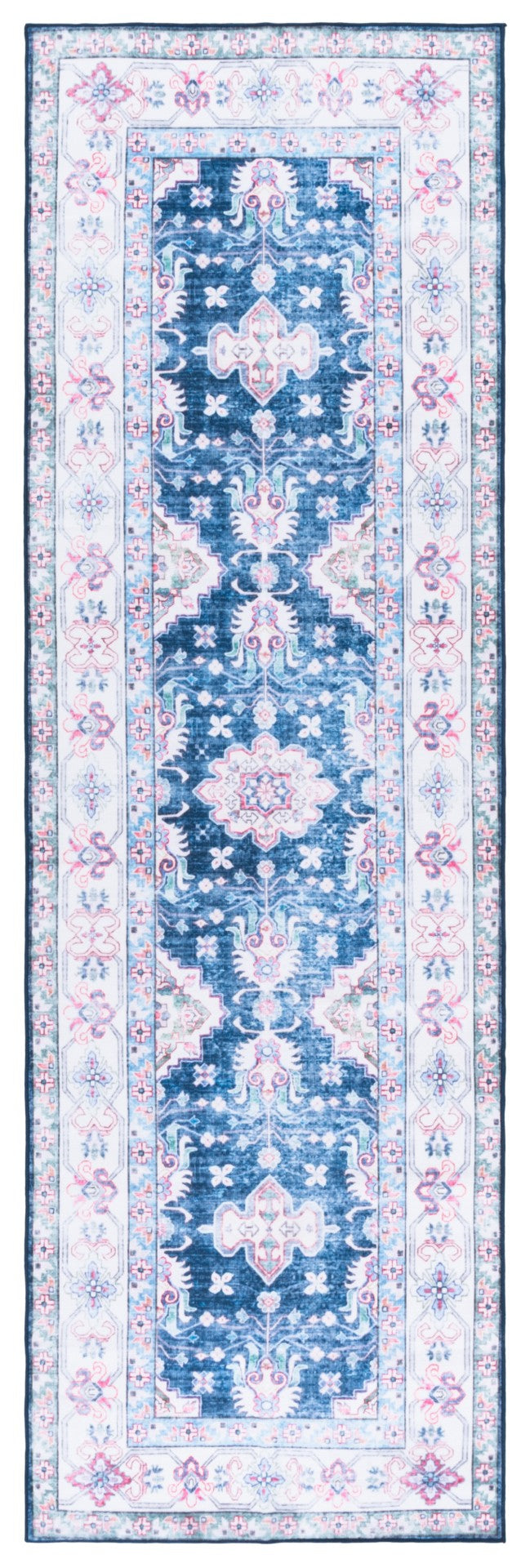 Safavieh Martha Stewart Chic Washable Area Rug For Modern Homes - Durable, Slip-resistant, Easy-care Decor Navy ,Beige Polyester Pile Msrw196n-5
