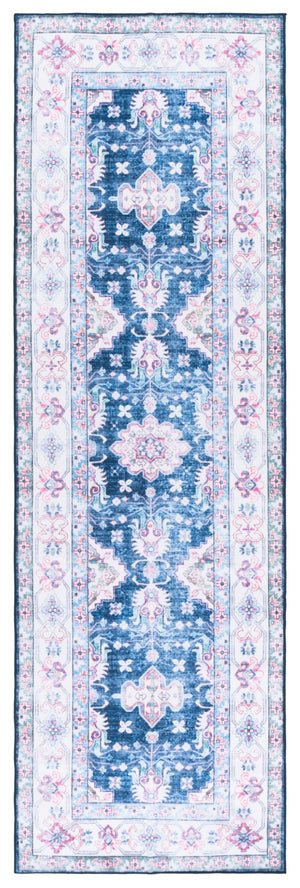 Safavieh Martha Stewart Chic Washable Area Rug For Modern Homes - Durable, Slip-resistant, Easy-care Decor Navy ,Beige Polyester Pile Msrw196n-5