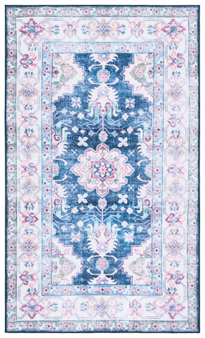 Safavieh Martha Stewart Elegant Washable Runner Rug - Navy And Beige, Durable Comfort For Any Space Navy ,Beige Polyester Pile Msrw196n-3