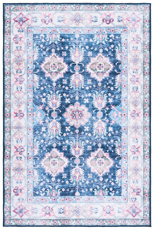 Safavieh Martha Stewart Elegant Washable Runner Rug - Navy And Beige, Durable Comfort For Any Space Navy ,Beige Polyester Pile Msrw196n-4