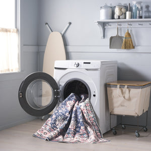 Safavieh Martha Stewart Washable Area Rug – Timeless Traditional Design For Elegant Home Décor & Safety Navy ,Beige Polyester Pile Msrw196n-25