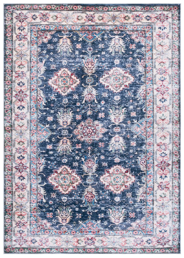 Safavieh Martha Stewart Washable Area Rug – Timeless Traditional Design For Elegant Home Décor & Safety Navy ,Beige Polyester Pile Msrw196n-25