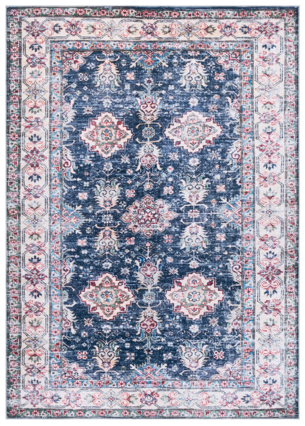 Safavieh Martha Stewart Chic Washable Area Rug For Modern Homes - Durable, Slip-resistant, Easy-care Decor Navy ,Beige Polyester Pile Msrw196n-5