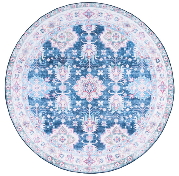 Safavieh Martha Stewart Washable Area Rug – Timeless Traditional Design For Elegant Home Décor & Safety Navy ,Beige Polyester Pile Msrw196n-25