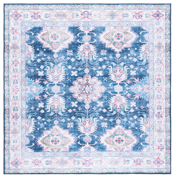 Safavieh Martha Stewart Chic Washable Area Rug For Modern Homes - Durable, Slip-resistant, Easy-care Decor Navy ,Beige Polyester Pile Msrw196n-5