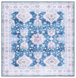 Safavieh Martha Stewart Elegant Washable Runner Rug - Navy And Beige, Durable Comfort For Any Space Navy ,Beige Polyester Pile Msrw196n-6sq