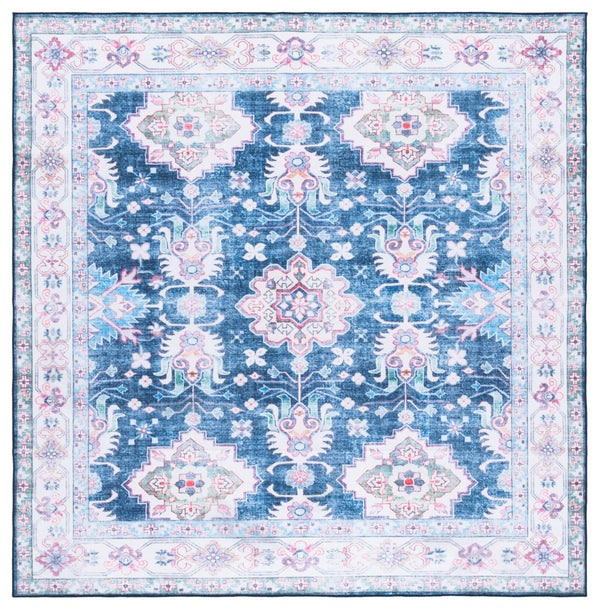 Safavieh Martha Stewart Elegant Washable Runner Rug - Navy And Beige, Durable Comfort For Any Space Navy ,Beige Polyester Pile Msrw196n-6sq