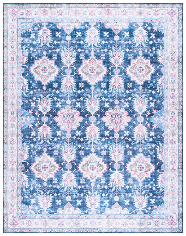 Safavieh Martha Stewart Elegant Washable Runner Rug - Navy And Beige, Durable Comfort For Any Space Navy ,Beige Polyester Pile Msrw196n-8