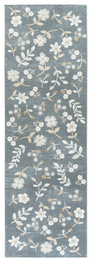 Safavieh Martha Stewart Washable Floral Runner Rug - Elegant, Durable Design For Hallways And Narrow Spaces Dark Grey ,Beige Polyester Pile Msrw197g-28