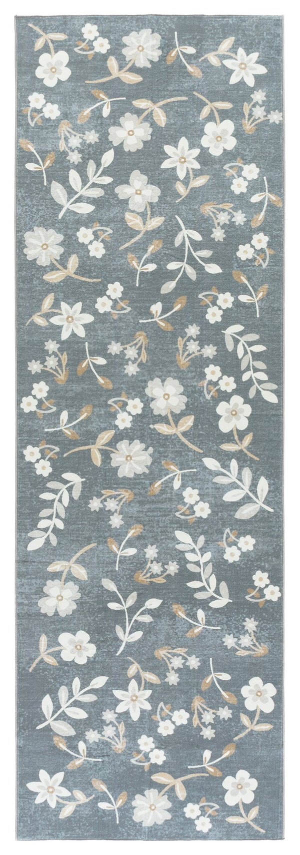 Safavieh Martha Stewart Washable Floral Runner Rug - Elegant, Durable Design For Hallways And Narrow Spaces Dark Grey ,Beige Polyester Pile Msrw197g-28