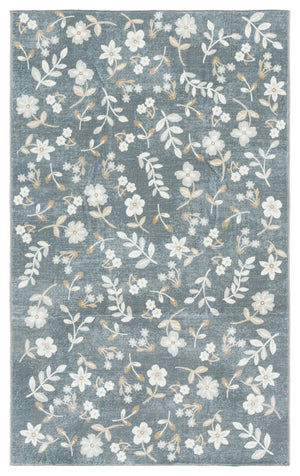 Safavieh Martha Stewart Washable Floral Runner Rug - Elegant, Durable Design For Hallways And Narrow Spaces Dark Grey ,Beige Polyester Pile Msrw197g-3