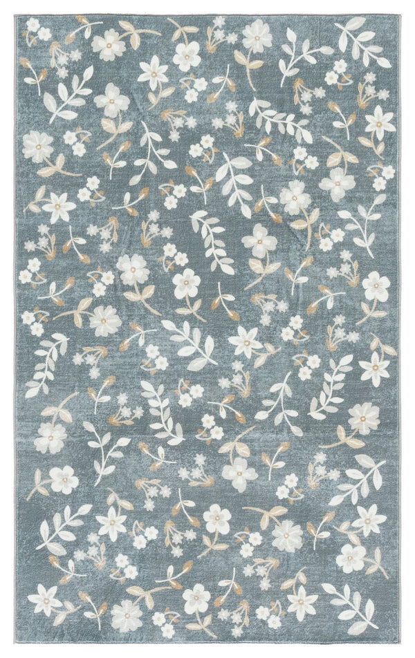 Safavieh Martha Stewart Washable Floral Runner Rug - Elegant, Durable Design For Hallways And Narrow Spaces Dark Grey ,Beige Polyester Pile Msrw197g-3