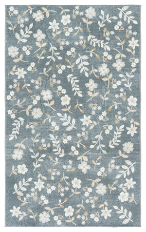 Safavieh Martha Stewart Washable Floral Area Rug - Elegant Design For Effortless Home Décor Upgrade Dark Grey ,Beige Polyester Pile Msrw197g-5