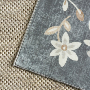 Safavieh Martha Stewart Washable Floral Area Rug - Elegant Design For Effortless Home Décor Upgrade Dark Grey ,Beige Polyester Pile Msrw197g-5