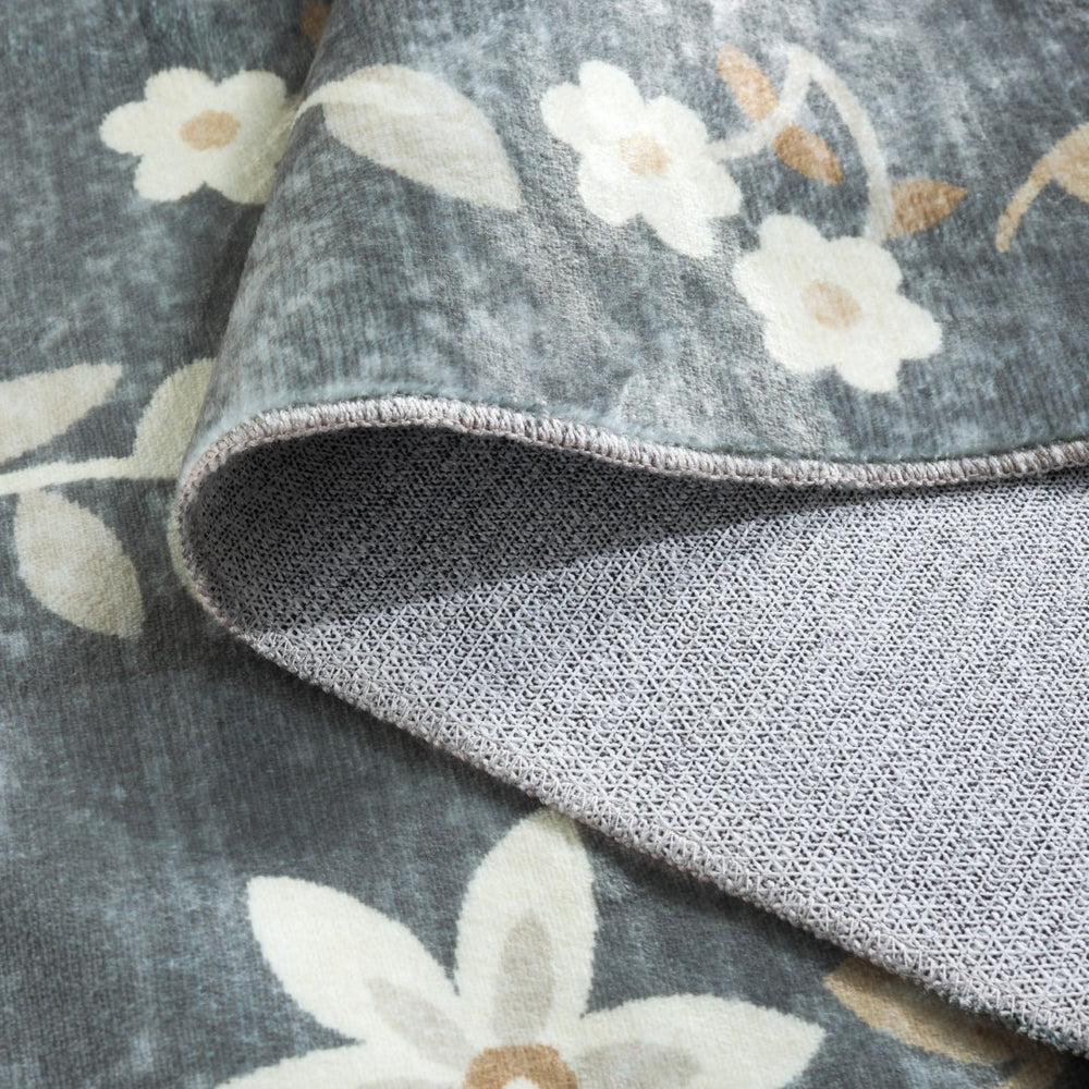 Safavieh Martha Stewart Washable Floral Area Rug - Elegant Design For Effortless Home Décor Upgrade Dark Grey ,Beige Polyester Pile Msrw197g-5