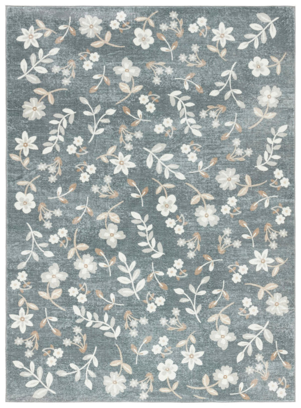 Safavieh Martha Stewart Washable Floral Area Rug - Elegant Design For Effortless Home Décor Upgrade Dark Grey ,Beige Polyester Pile Msrw197g-5