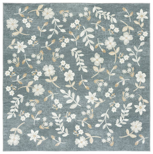 Safavieh Martha Stewart Washable Floral Runner Rug - Elegant, Durable Design For Hallways And Narrow Spaces Dark Grey ,Beige Polyester Pile Msrw197g-6sq