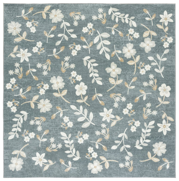 Safavieh Martha Stewart Washable Floral Area Rug - Elegant Design For Effortless Home Décor Upgrade Dark Grey ,Beige Polyester Pile Msrw197g-5