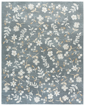Safavieh Martha Stewart Washable Floral Runner Rug - Elegant, Durable Design For Hallways And Narrow Spaces Dark Grey ,Beige Polyester Pile Msrw197g-8