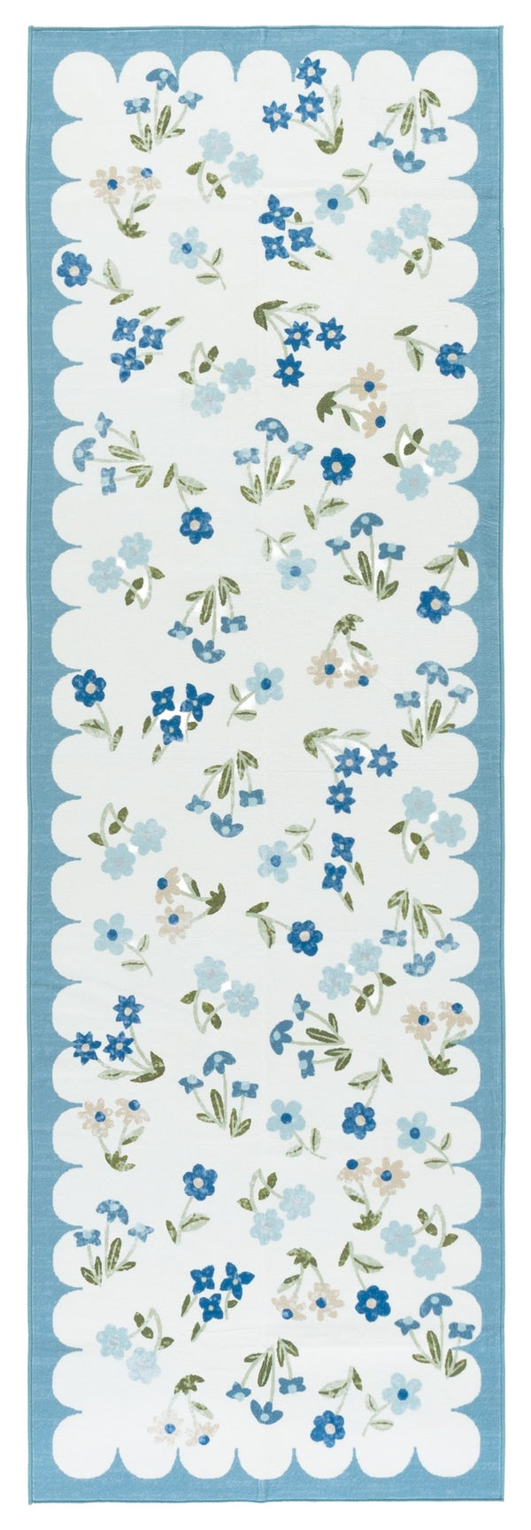 Safavieh Martha Stewart Elegant Washable Floral Area Rug - Versatile And Durable Design For Modern Homes Ivory ,Light Blue Polyester Pile Msrw198a-5