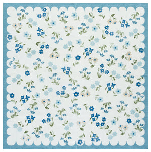 Safavieh Martha Stewart Washable Floral Runner - Elegant Accent For Hallways, Slip-resistant & Durable Design Ivory ,Light Blue Polyester Pile Msrw198a-6sq