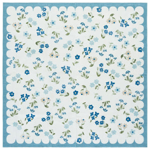 Safavieh Martha Stewart Elegant Washable Floral Area Rug - Versatile And Durable Design For Modern Homes Ivory ,Light Blue Polyester Pile Msrw198a-5
