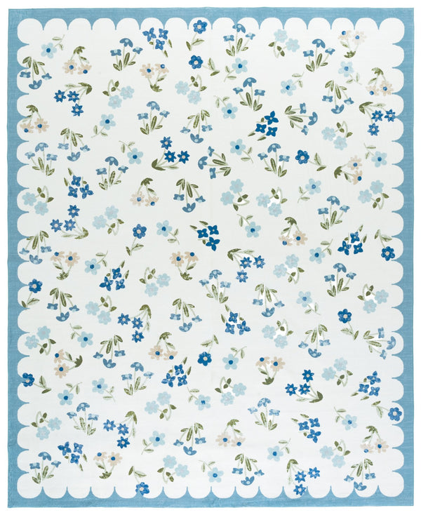 Safavieh Martha Stewart Washable Floral Runner - Elegant Accent For Hallways, Slip-resistant & Durable Design Ivory ,Light Blue Polyester Pile Msrw198a-8