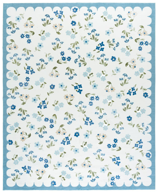 Safavieh Martha Stewart Elegant Washable Floral Area Rug - Versatile And Durable Design For Modern Homes Ivory ,Light Blue Polyester Pile Msrw198a-5