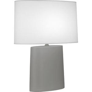 Robert Abbey Matte Smokey Taupe Victor Table Lamp Matte Smoky Taupe Glazed Ceramic Oval Ascot White Fabric Shade